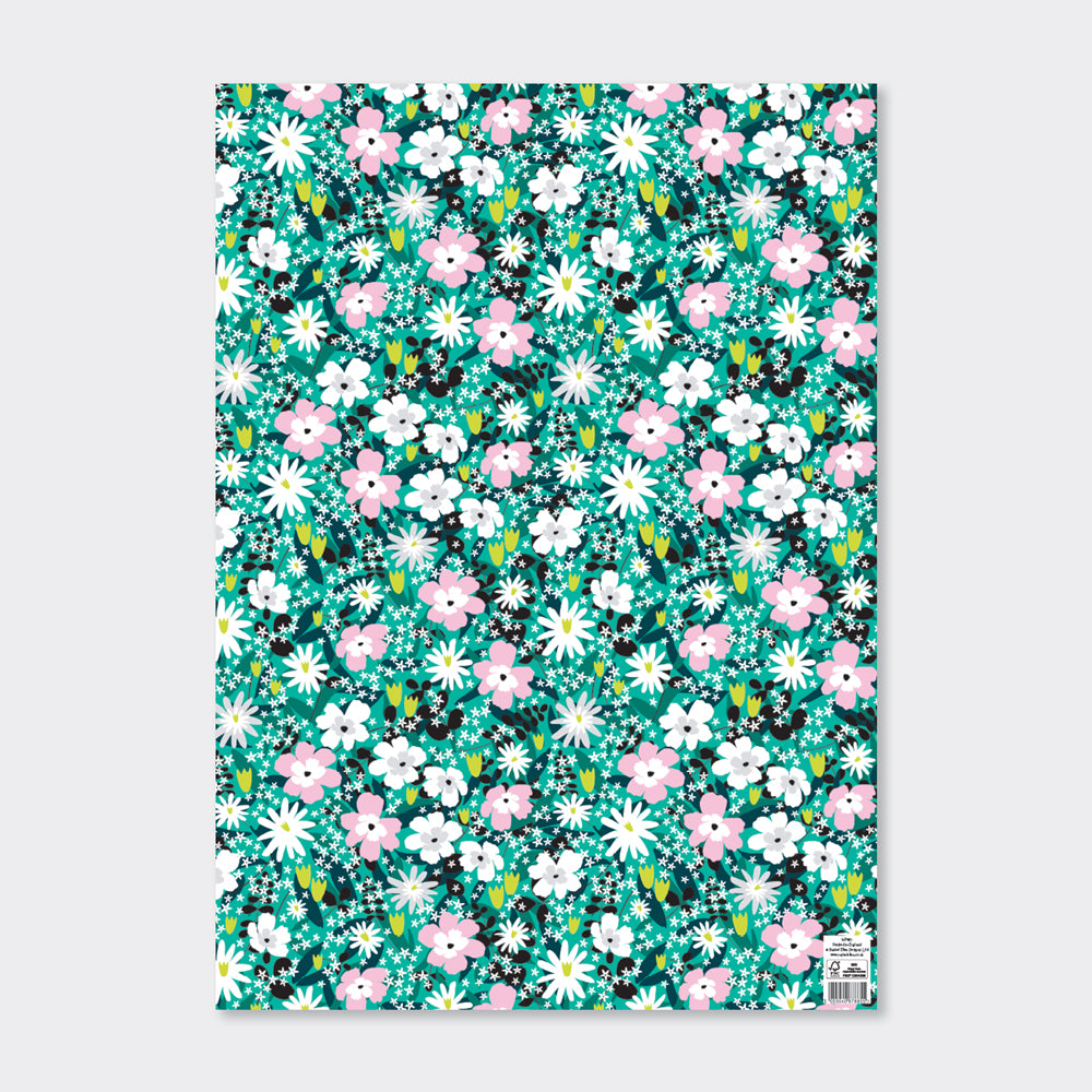 Flat Wrap  - Teal Floral