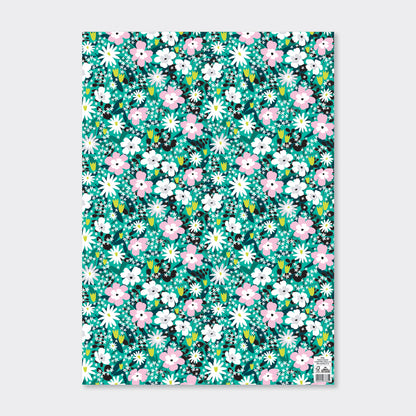 Flat Wrap  - Teal Floral