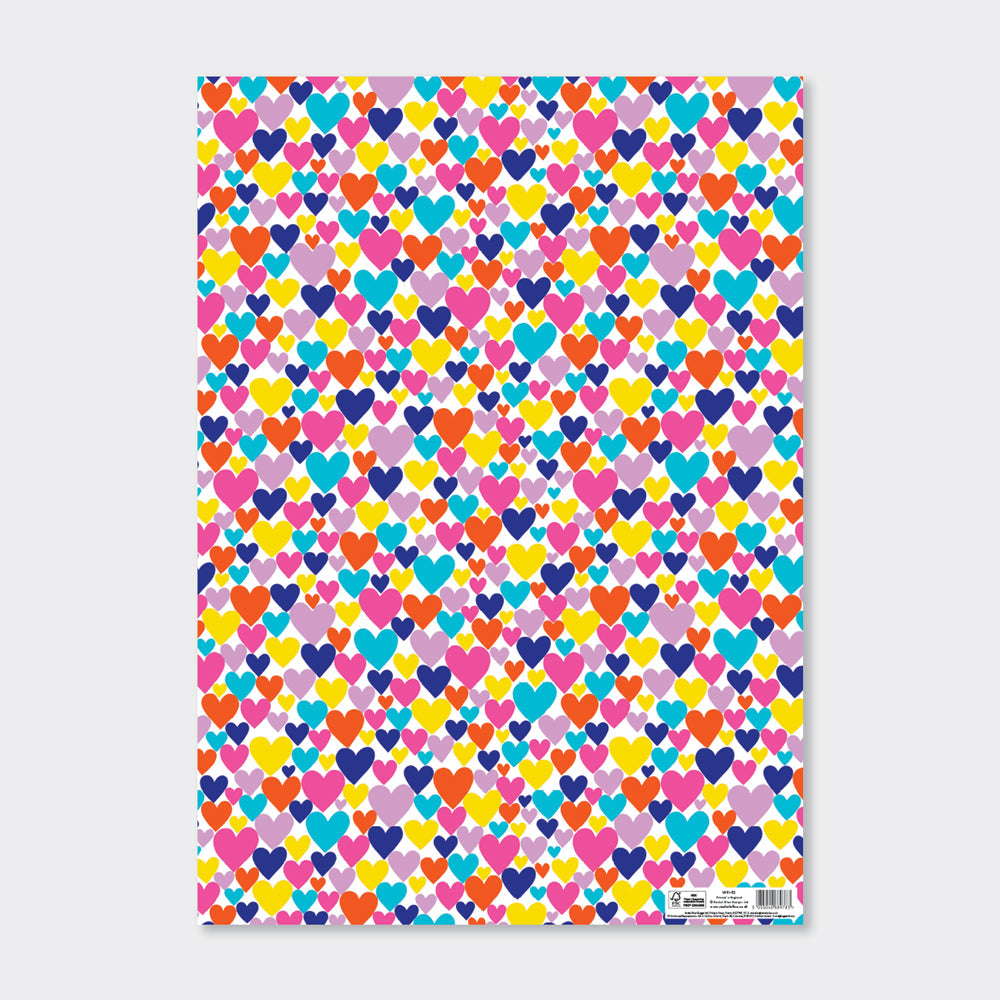 Flat Wrap -  Multicoloured Love Hearts