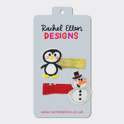 Hair Clips - Penguin/snowman