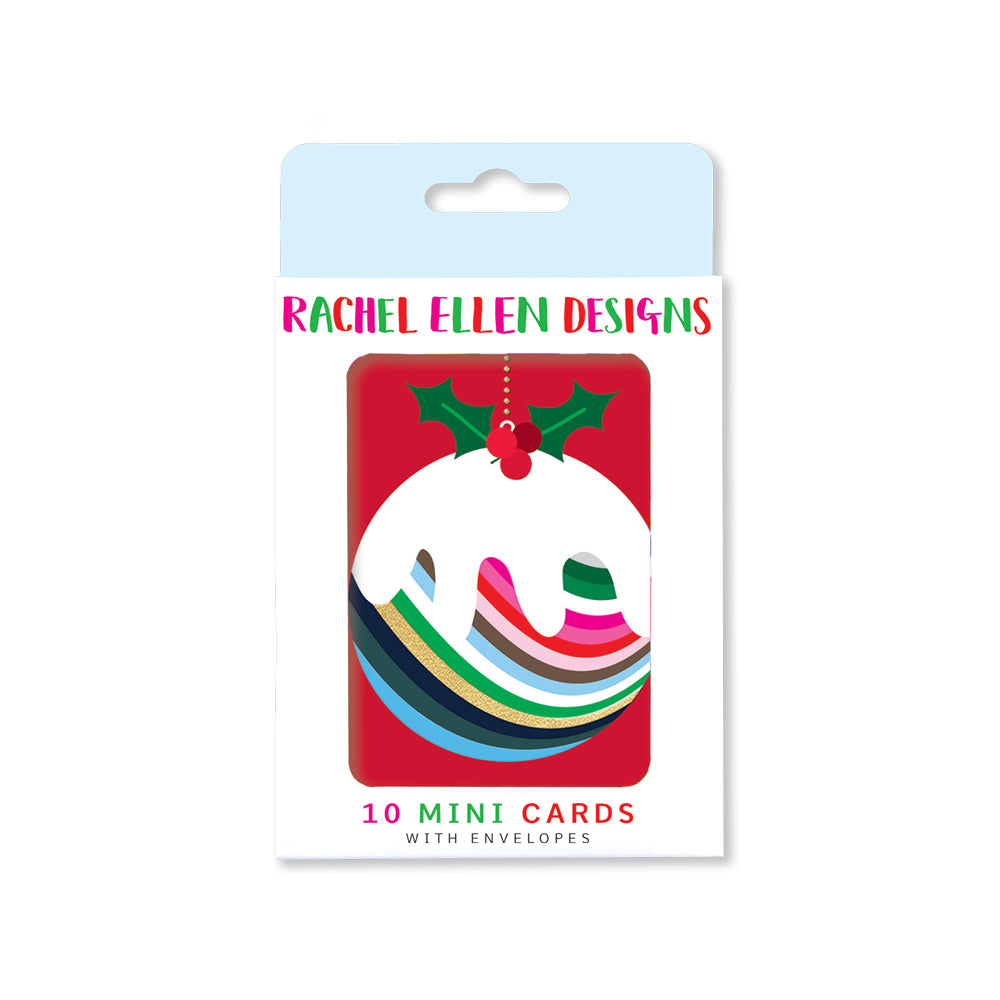 Pack of 10 Notecards - Christmas Stripey Figgy Pudding