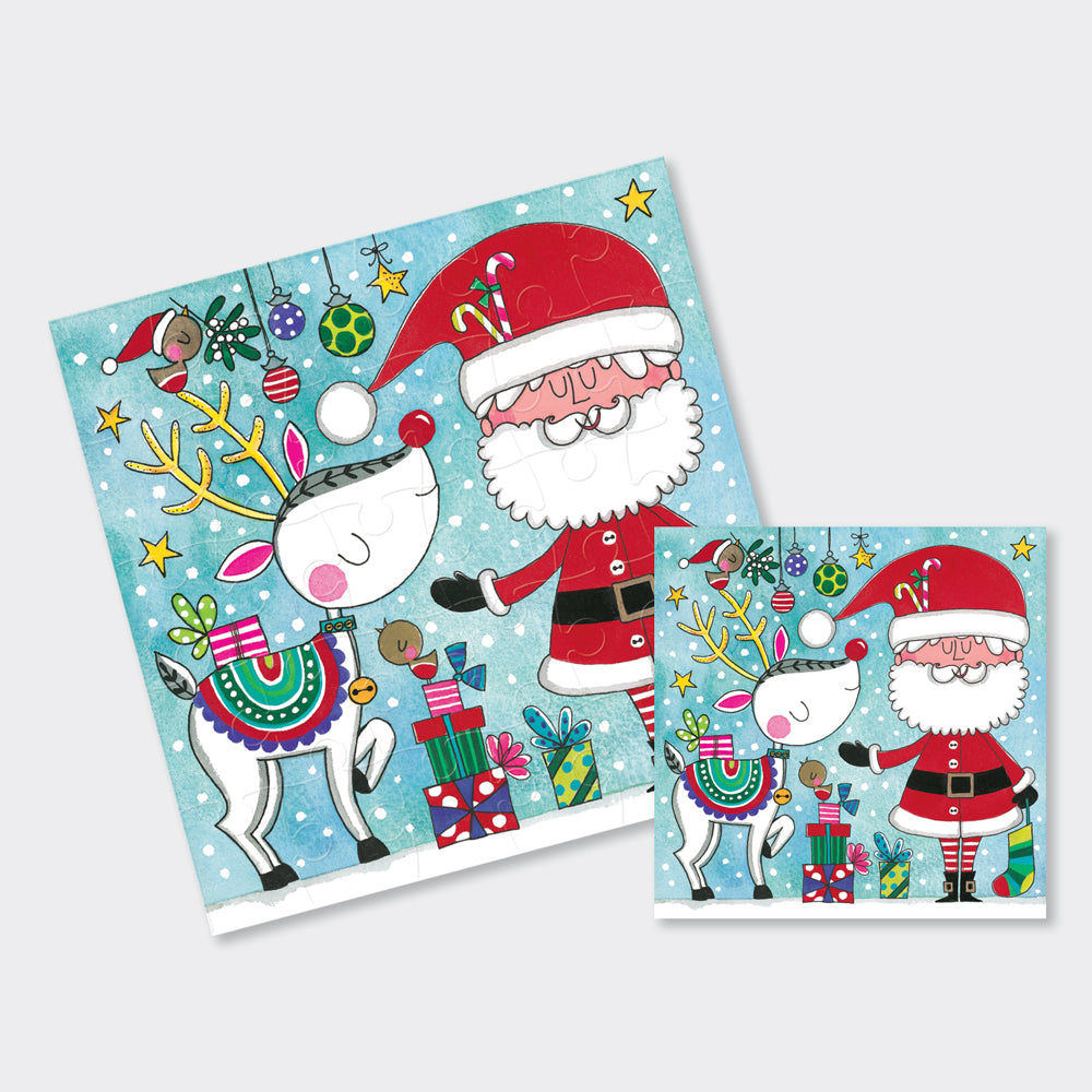 Christmas Jigsaw Cards - Santa &amp; Reindeer