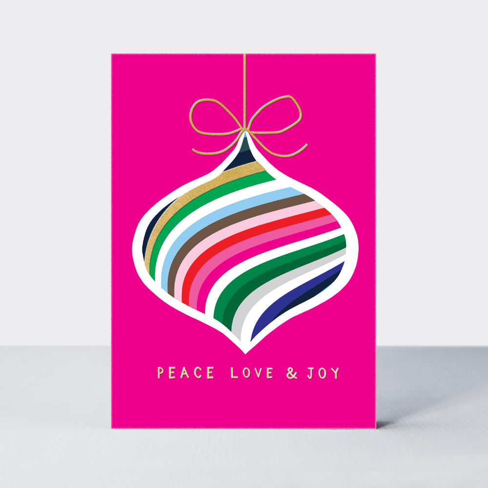 Joy - Love, Peace &amp; Joy/Stripy Christmas Bauble