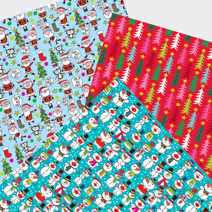 36 rolls of Christmas wrap (12 each of 3 designs) supplied in a retail bin