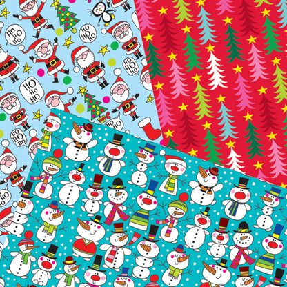 36 rolls of Christmas wrap (12 each of 3 designs) supplied in a retail bin