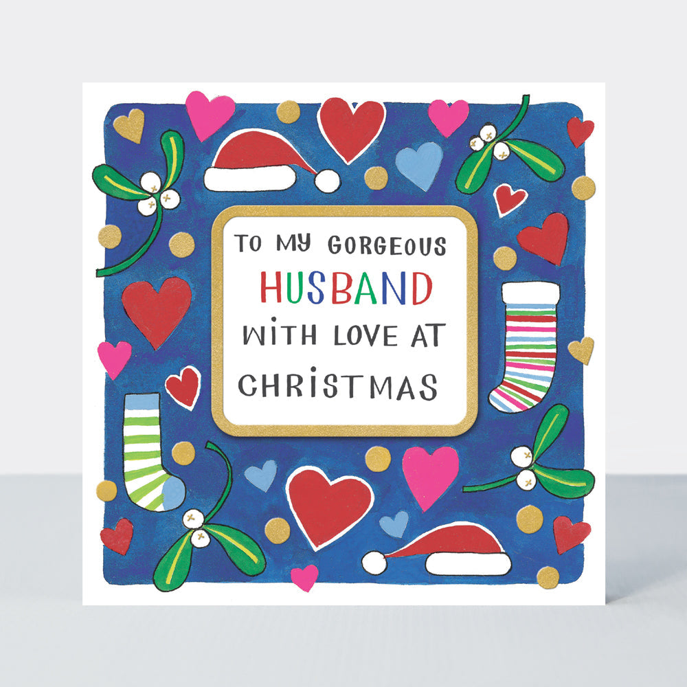 Christmas Rhubarb - Gorgeous Husband/Hearts, Mistletoe & Santa Hats