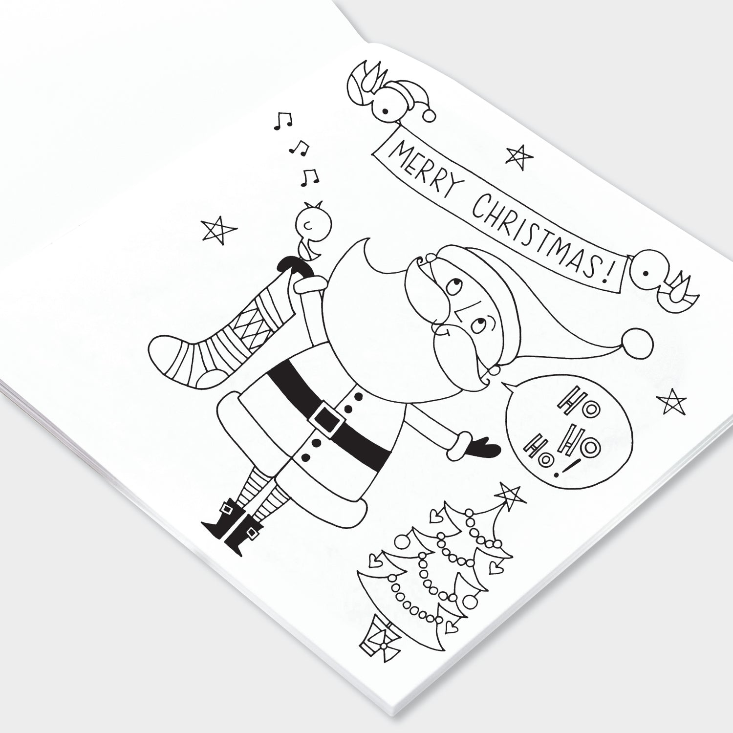 Square Colouring Book - Christmas Santa Scene