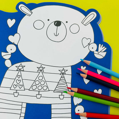 Christmas Die-Cut Colouring Book With Stickers