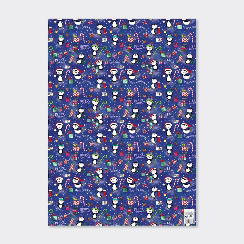 Christmas Gift Flat Wrap - Penguins