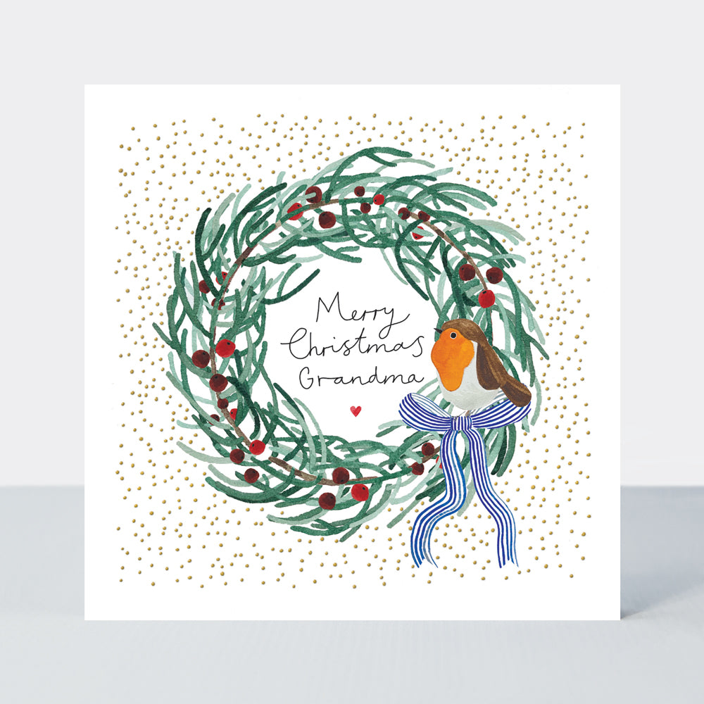 Yule Log - Grandma/Christmas Wreath & Robin