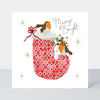 Yule Log - Christmas Stocking & Robins/Merry & Bright