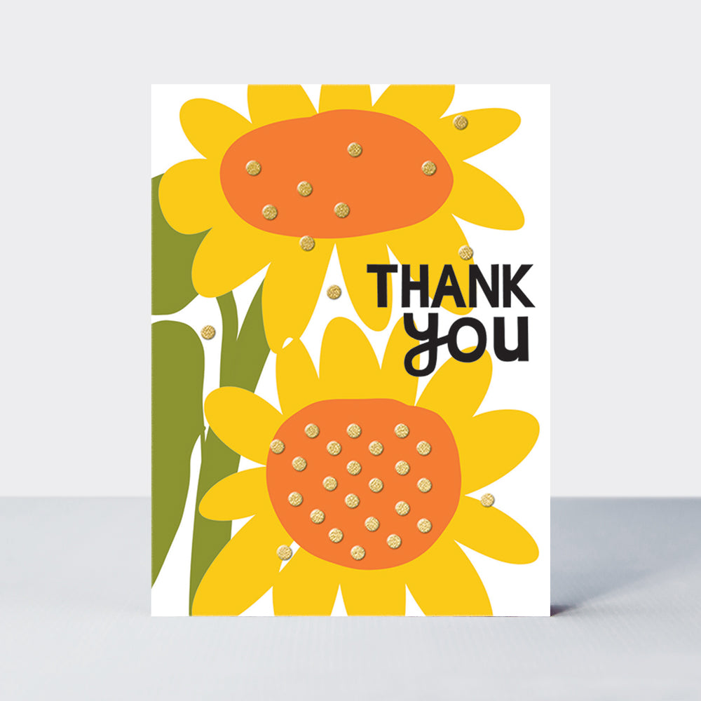 Foiled pack of 10 notecards - Thank you Sunflowers