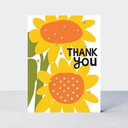 Foiled pack of 10 notecards - Thank you Sunflowers