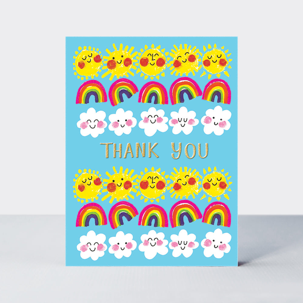 Foiled pack of 10 notecards - Thank you suns &amp; rainbows