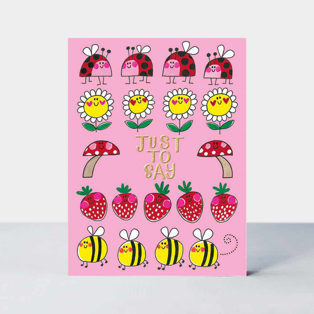 Foiled pack of 10 notecards - Just to say ladybirds