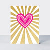 Foiled pack of 10 notecards - Neon heart/blank