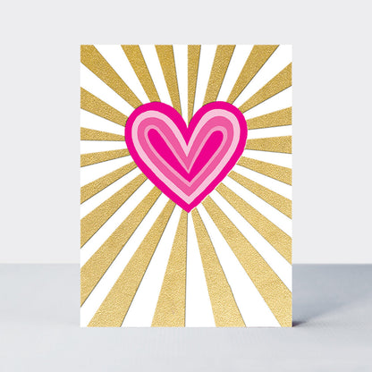 Foiled pack of 10 notecards - Neon heart/blank
