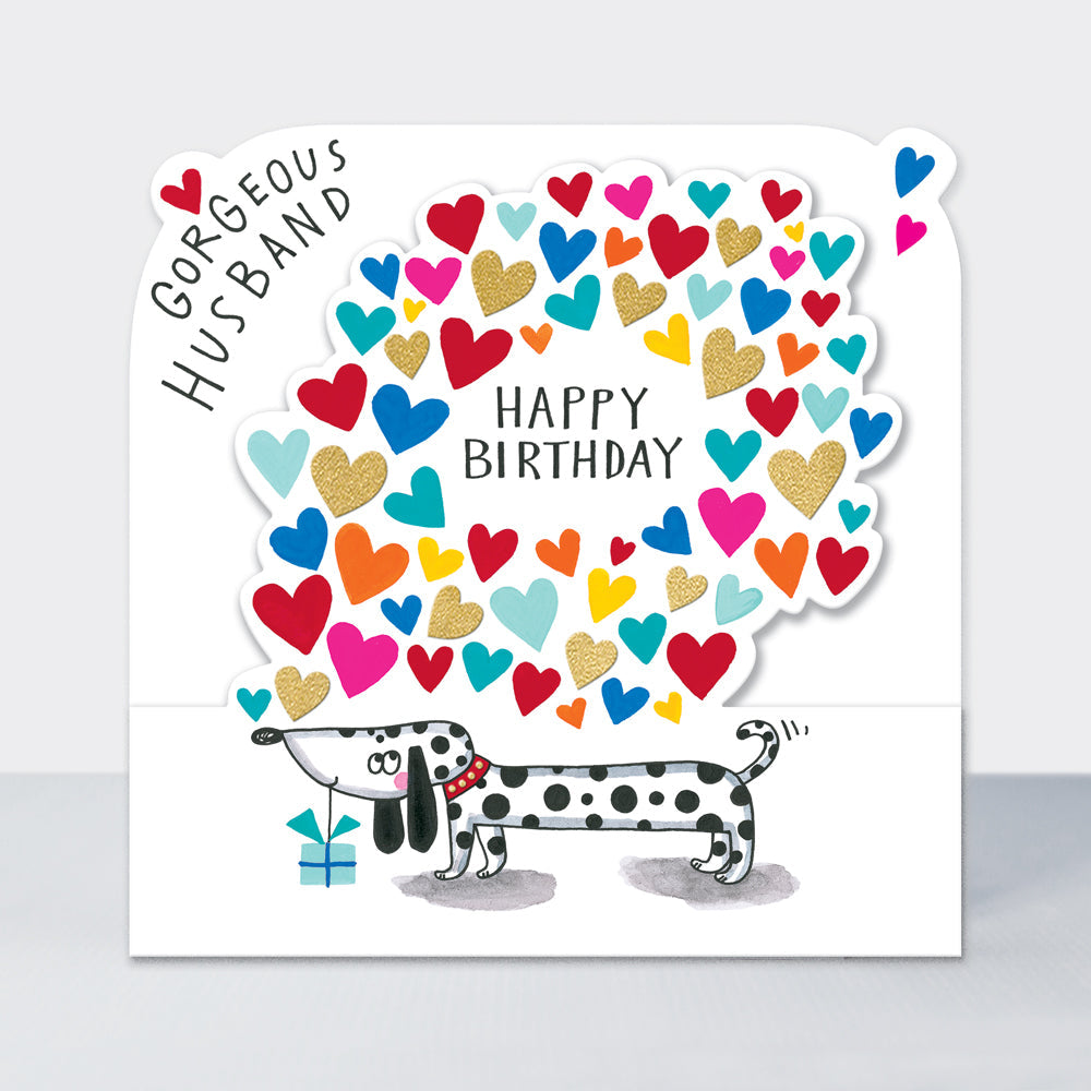 Side by Side - Gorgeous Husband/H B'day/Love Hearts & Dog